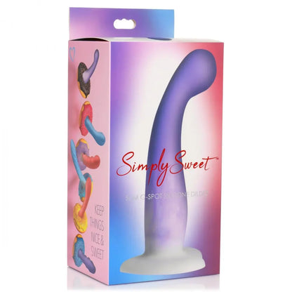 Slim G-Spot Dildo Sex Toy Silicone Purple and White Dildo with Heart Suction Cup Base  Curved Dildo