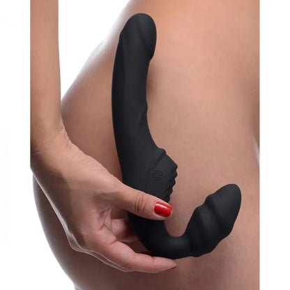 Slim Rider Ribbed Vibrating Silicone Strapless Strap On  Strap-Ons and Harnesses