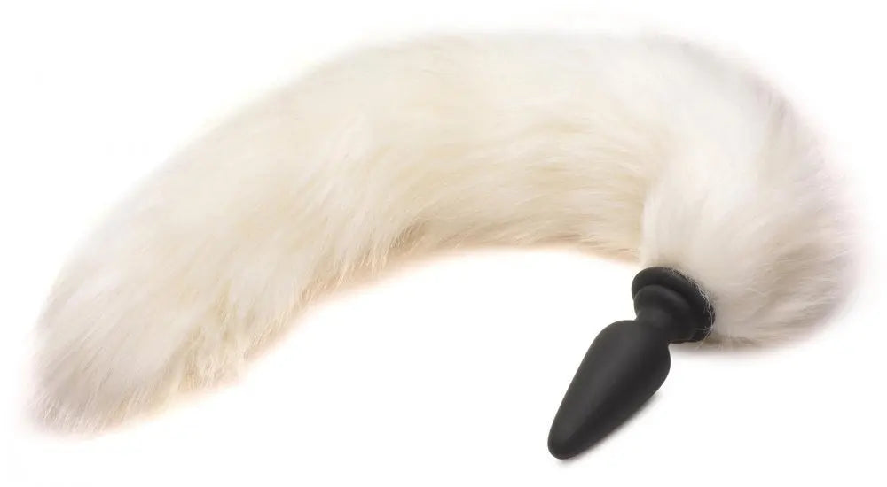 Small Anal Plug with Interchangeable Fox Tail - White  BDSM Pet Play Anal Plug