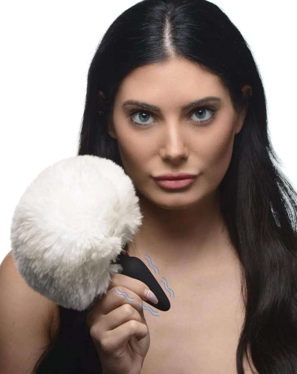 Small Vibrating Anal Plug with Interchangeable Bunny Tail - White  BDSM Pet Play Anal Plug