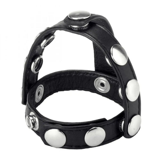 Snap-On Vegan Leather Cock and Ball Harness  Cock Rings