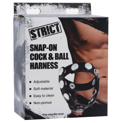 Snap-On Vegan Leather Cock and Ball Harness  Cock Rings