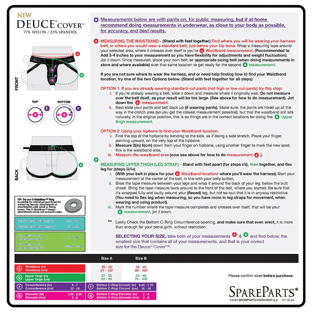 SpareParts Deuce Cover Underwear Harness Black (Double Strap) Size B Nylon  Harnesses