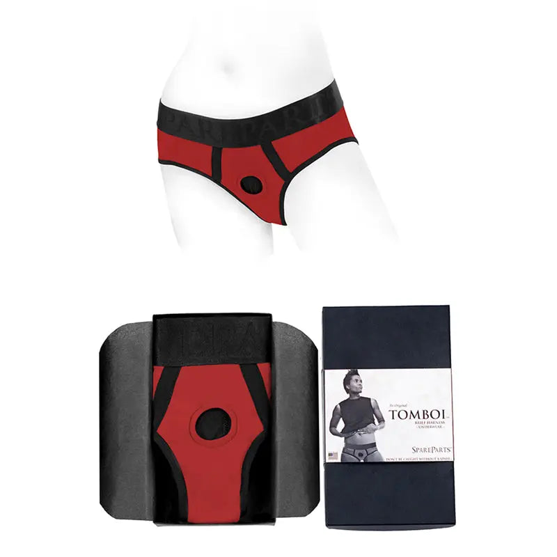 SpareParts Tomboi Nylon Briefs Harness Red/Black Size XL  Harnesses