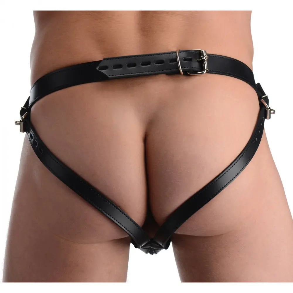 Spiked Leather Confinement Jockstrap BDSM Chastity CBT  Fetish Clothing and Lingerie