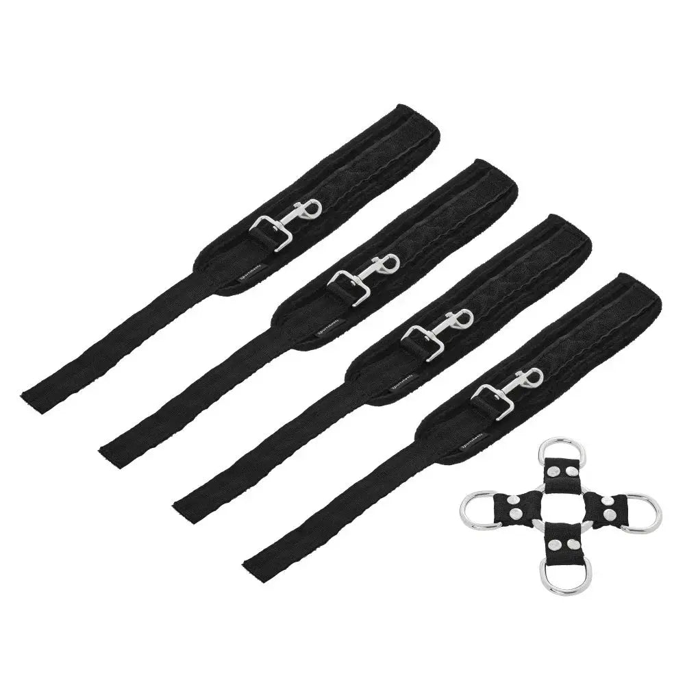 Sportsheets 5-Piece Adjustable Hog Tie & Cuff Set Black  Bondage Kits