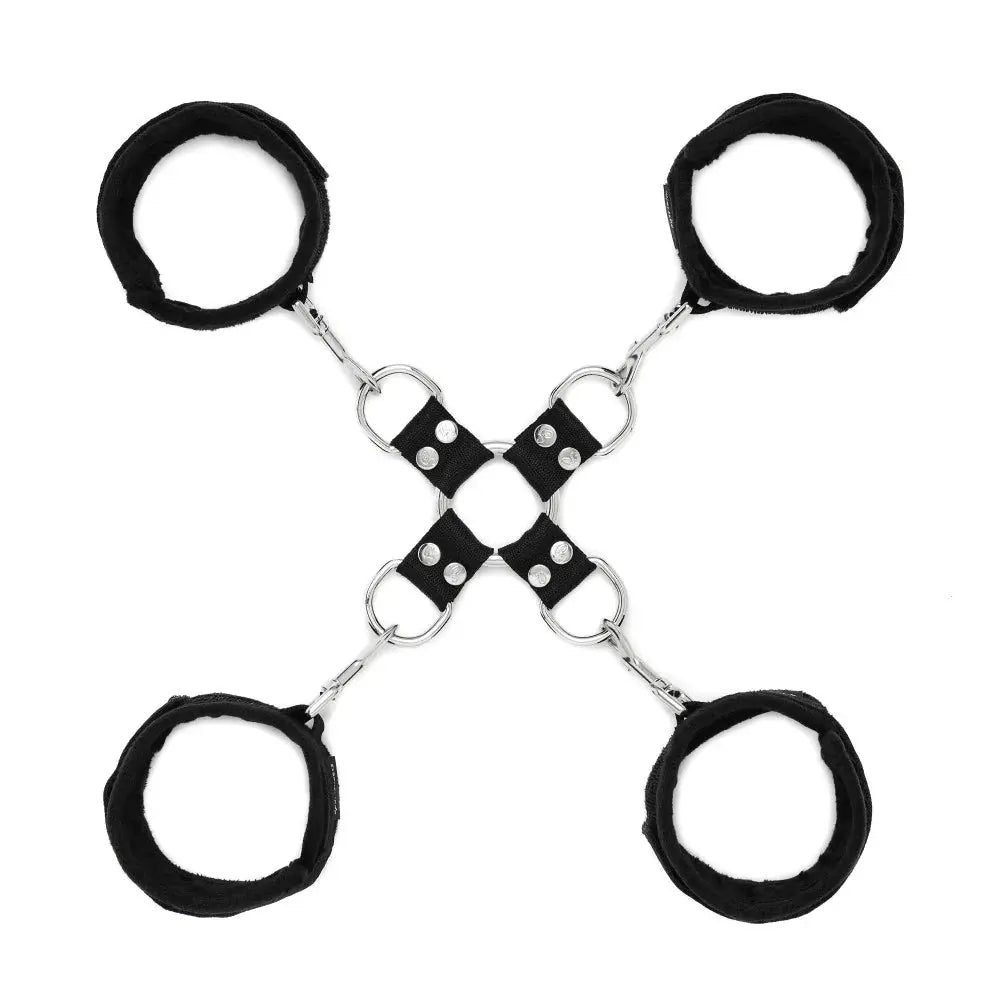 Sportsheets 5-Piece Adjustable Hog Tie & Cuff Set Black  Bondage Kits