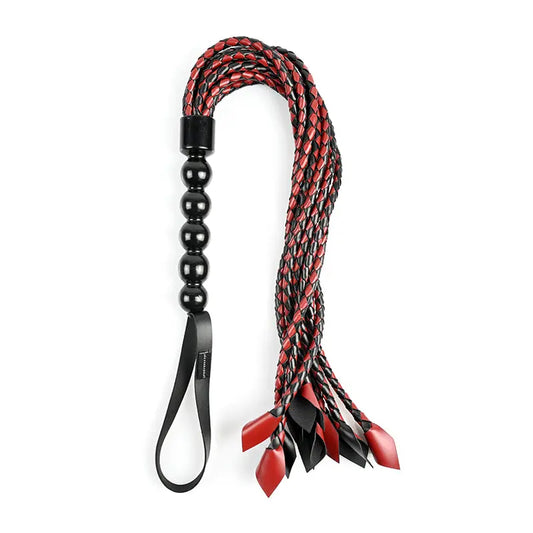 Sportsheets Saffron Braided Flogger Red/Black  Fetish - Whips Crops & Paddles