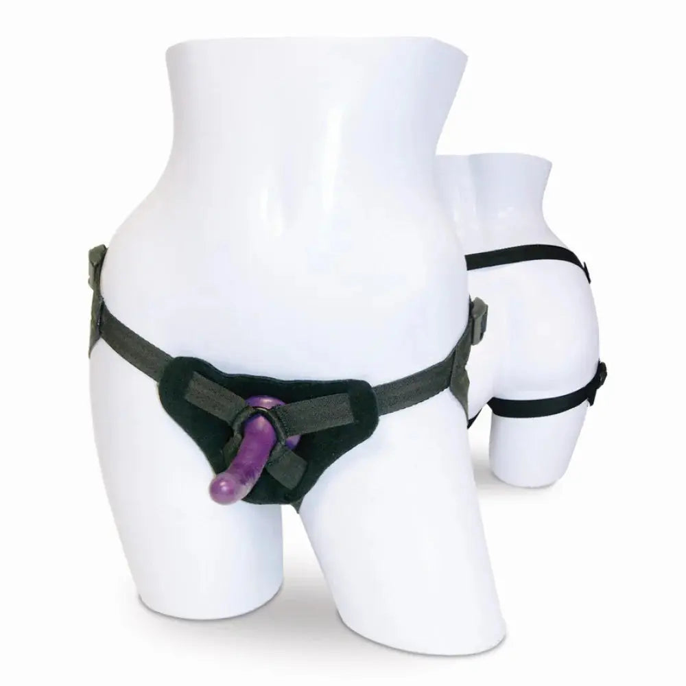 Sportsheets Sex & Mischief Adjustable Strap-On & Silicone Dildo Kit Purple/Black  Pegging Kit