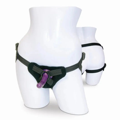 Sportsheets Sex & Mischief Adjustable Strap-On & Silicone Dildo Kit Purple/Black  Pegging Kit