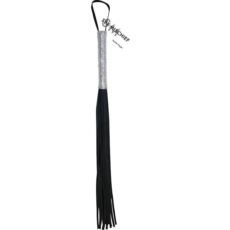 Sportsheets Sex & Mischief Sparkle Flogger Black  Fetish - Whips Crops & Paddles