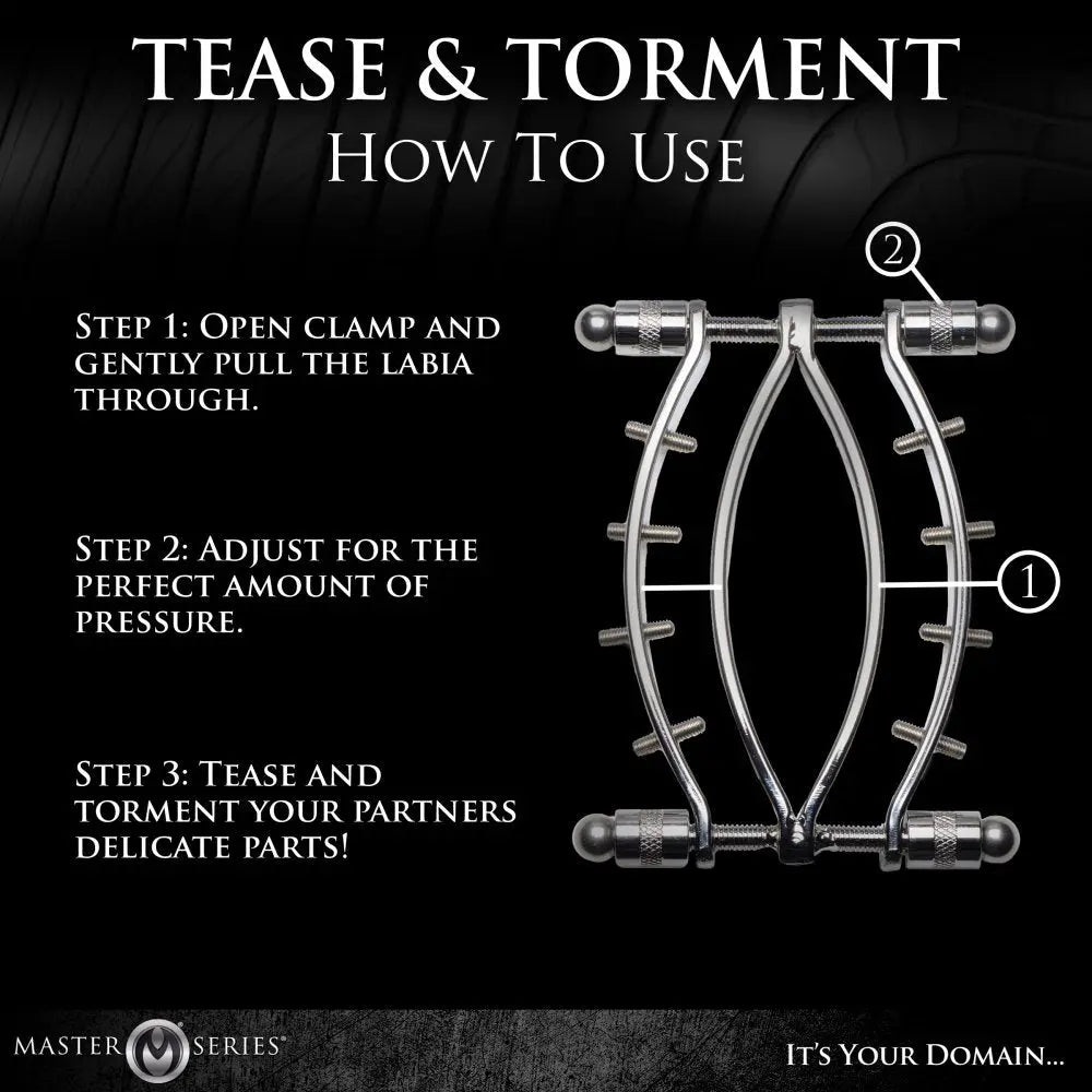 Spread Em Stainless Steel Poker Labia Clamp with Adjustable Pressure Screws  Bondage Gear