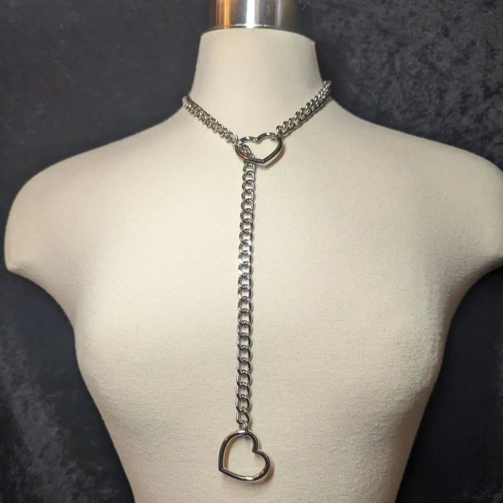 Stainless Steel Lariat Heart Necklace Day Collar  Collars and Leads