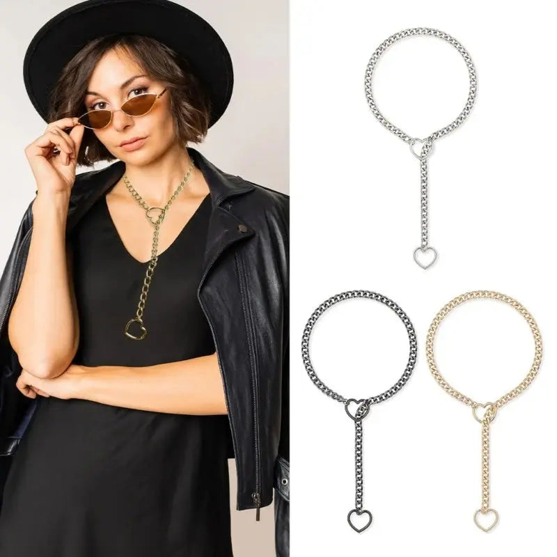 Stainless Steel Lariat Heart Necklace Day Collar  Collars and Leads