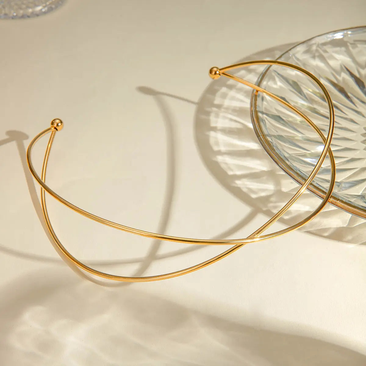 Stainless Steel Simple Geometric Line Cross Day Collar  Collars and Leads