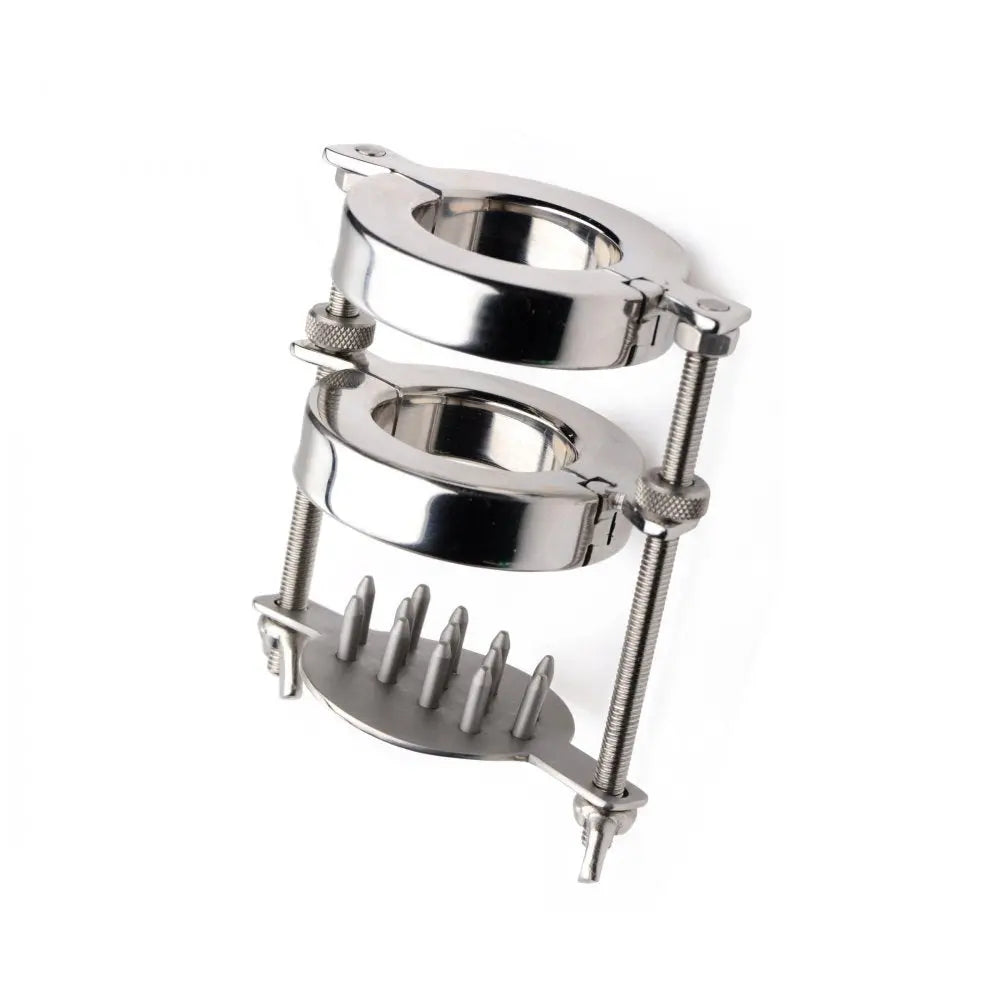 Stainless Steel Spiked CBT Ball Stretcher and Crusher  Cock and Ball Torture