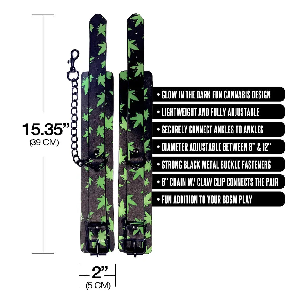 Stoner Vibes Chronic Collection Glow in the Dark Ankle Cuffs  Restraints and Cuffs