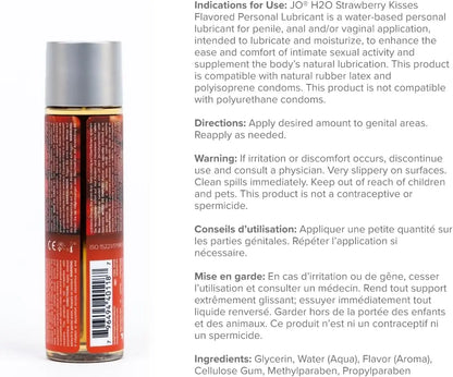 Strawberry Flavored Water-Based Lubricant 4 oz. JO H2O Strawberry Kisses  Lubes, Lotions and Accessories