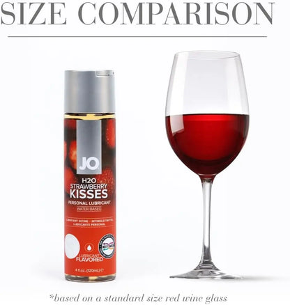 Strawberry Flavored Water-Based Lubricant 4 oz. JO H2O Strawberry Kisses  Lubes, Lotions and Accessories