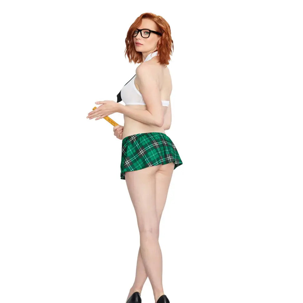 Stretched Mesh Sexy Schoolgirl Halter Crop Top Costume O/S  Lingerie - Costumes