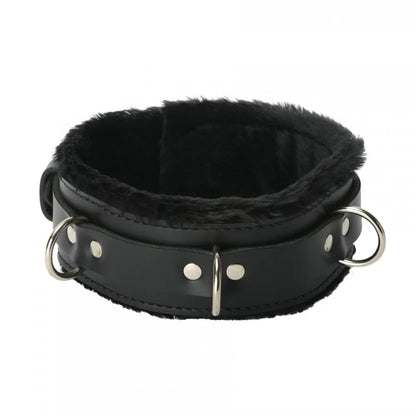 Strict Leather BDSM Collar Premium Fur Lined Locking Bondage Collar- SM  Collars and Leads