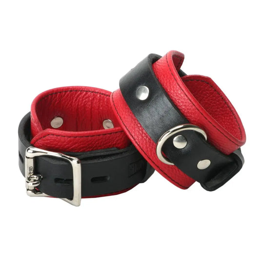 Strict Leather Deluxe Black and Red Locking Wrist Bondage Cuffs  Bondage Gear