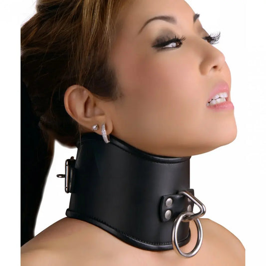 Strict Leather Locking Posture BDSM Collar - Small  Collars and Leads