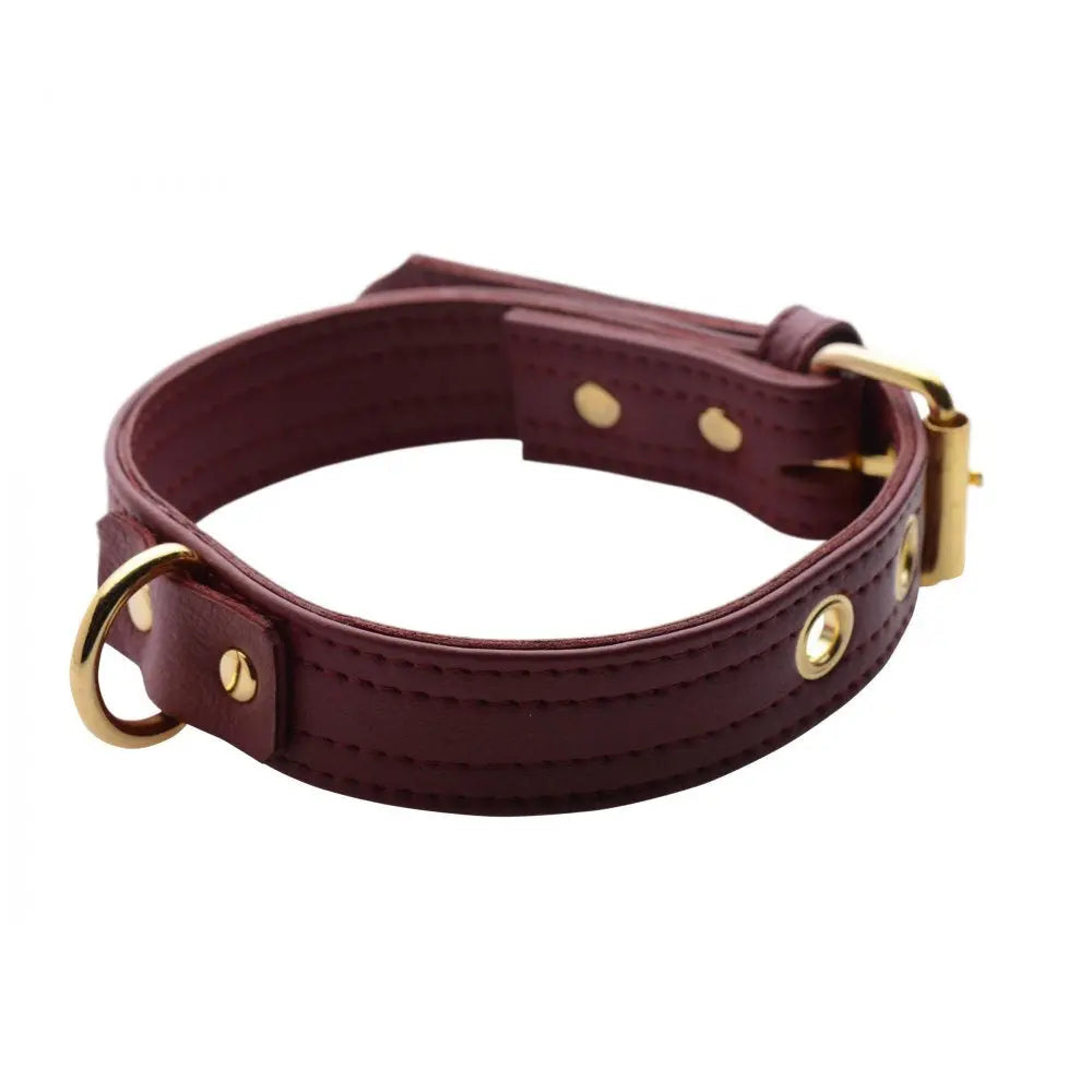 Strict Leather Luxury Bondage Collar Burgundy Locking Collar  Bondage Gear