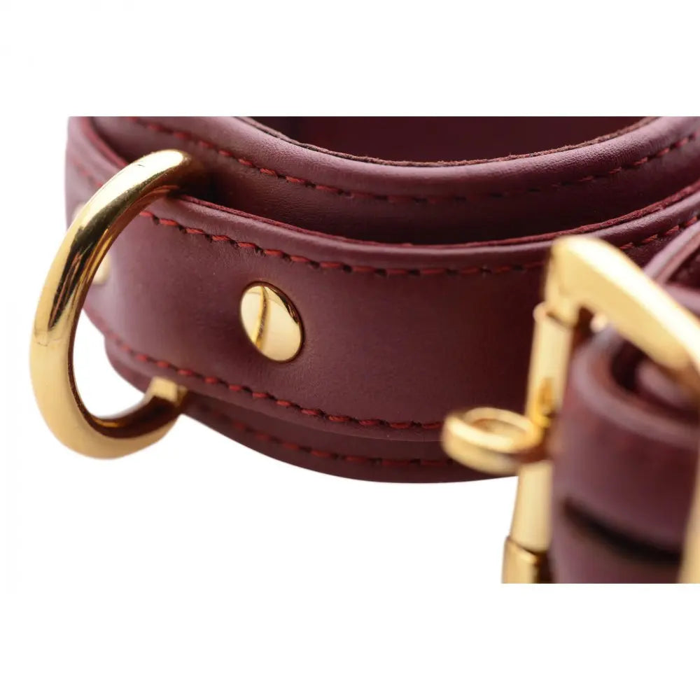 Strict Leather Luxury Bondage Cuffs Burgundy Locking Wrist Cuffs  Restraints and Cuffs