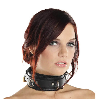 Strict Leather Premium Fur Lined Bondage Locking Collar- XL BDSM Collar  Collars and Leads