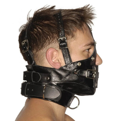 Strict Leather Premium Leather Bondage Muzzle with Blindfold and Gags  Bondage Hood