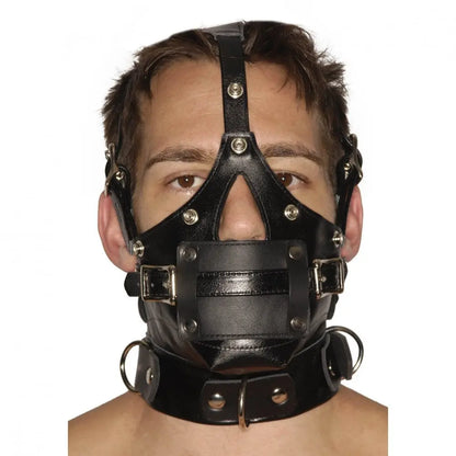 Strict Leather Premium Leather Bondage Muzzle with Blindfold and Gags  Bondage Hood