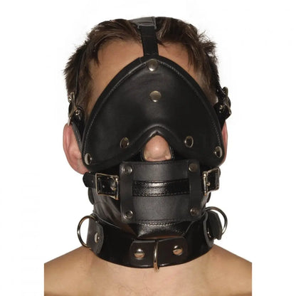 Strict Leather Premium Leather Bondage Muzzle with Blindfold and Gags  Bondage Hood