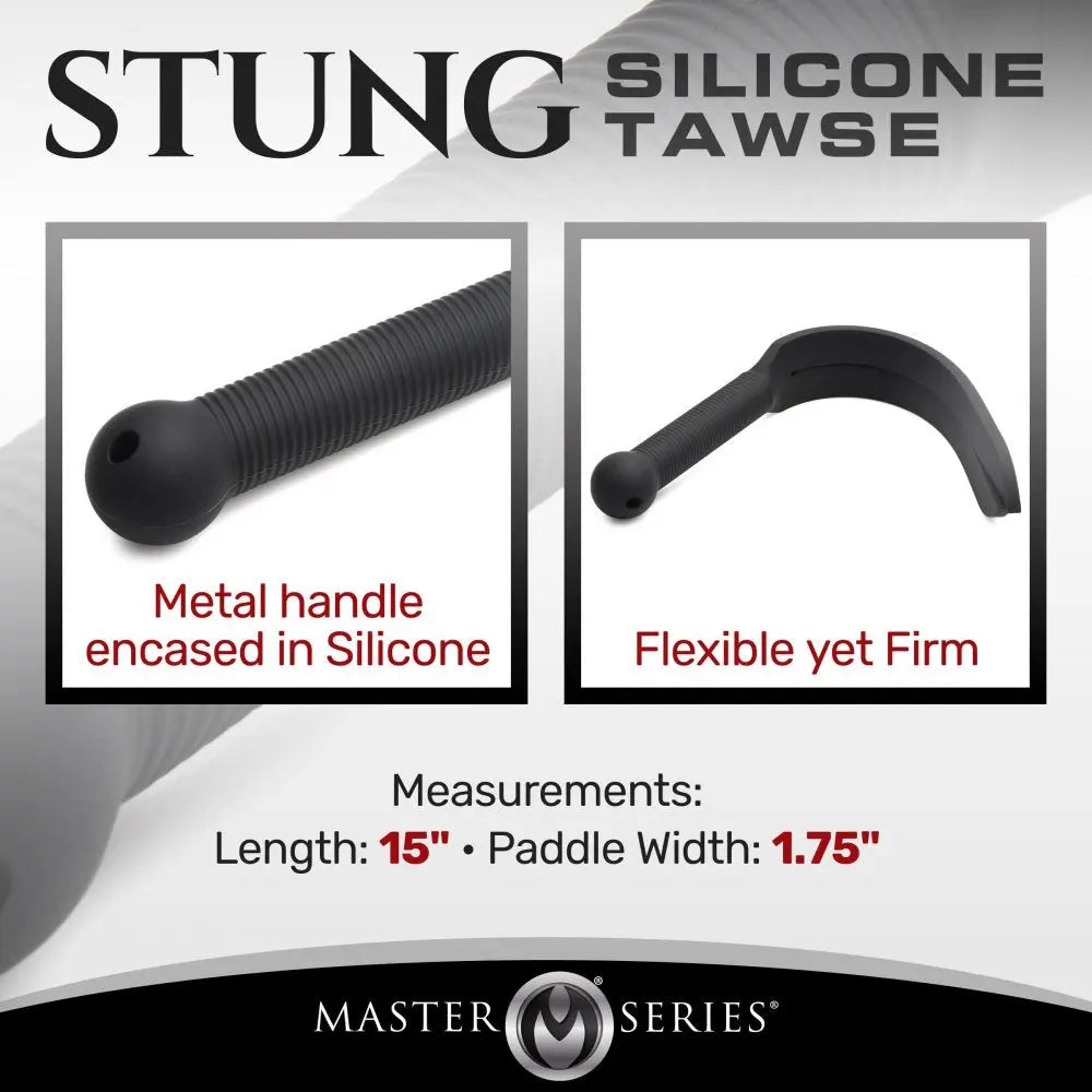 Stung Silicone Tawse - Black BDSM Impact Play Slapper  Paddle