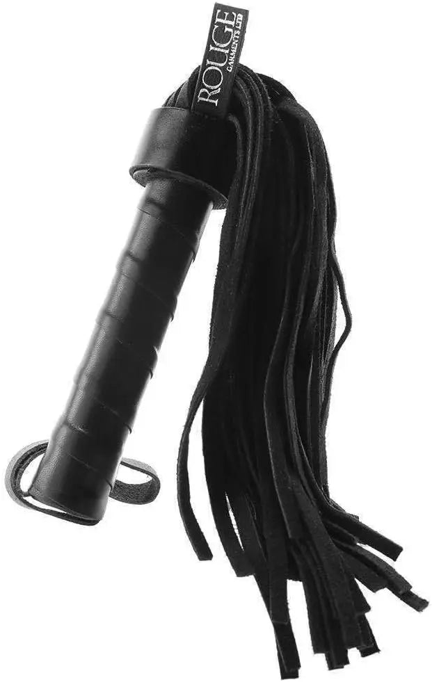 Suede Flogger - Suede with Leather Handle Black  Fetish - Whips Crops & Paddles