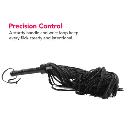 Suede Flogger - Suede with Leather Handle Black  Fetish - Whips Crops & Paddles