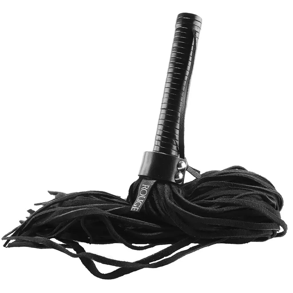 Suede Flogger - Suede with Leather Handle Black  Fetish - Whips Crops & Paddles