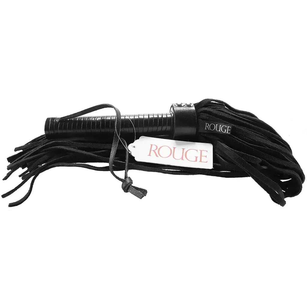Suede Flogger - Suede with Leather Handle Black  Fetish - Whips Crops & Paddles