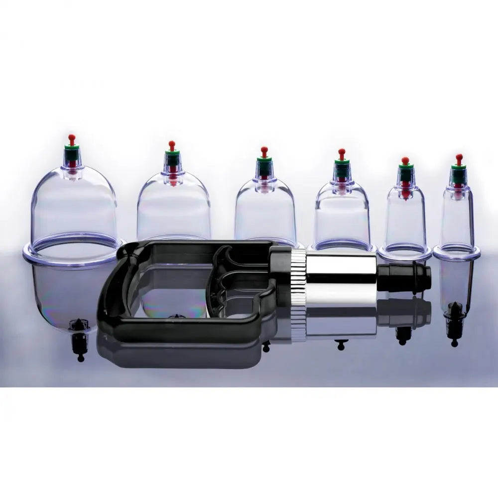 Sukshen 6 Piece Cupping Set with Acu-Points  Enlargement Gear and Pumps