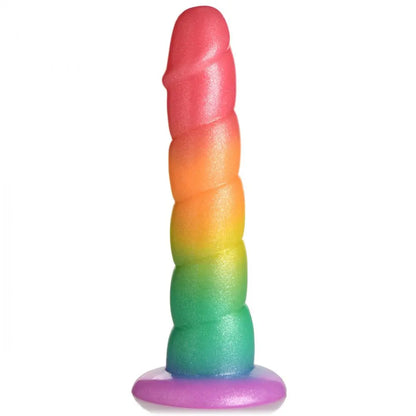 Swirl Silicone Rainbow Dildo Sex Toy  Suction Cup Dildos