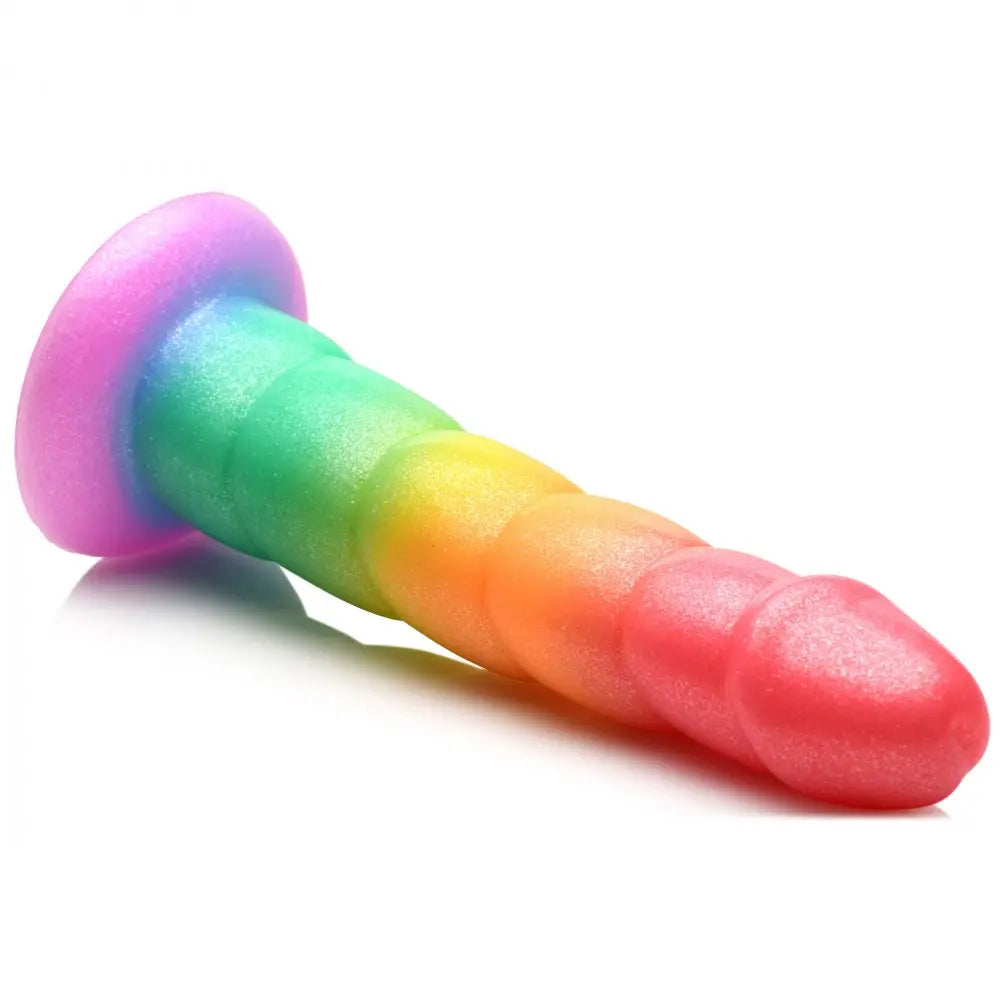Swirl Silicone Rainbow Dildo Sex Toy  Suction Cup Dildos