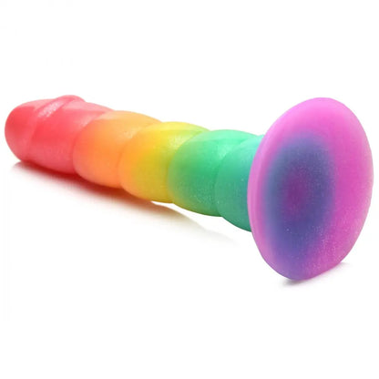 Swirl Silicone Rainbow Dildo Sex Toy  Suction Cup Dildos