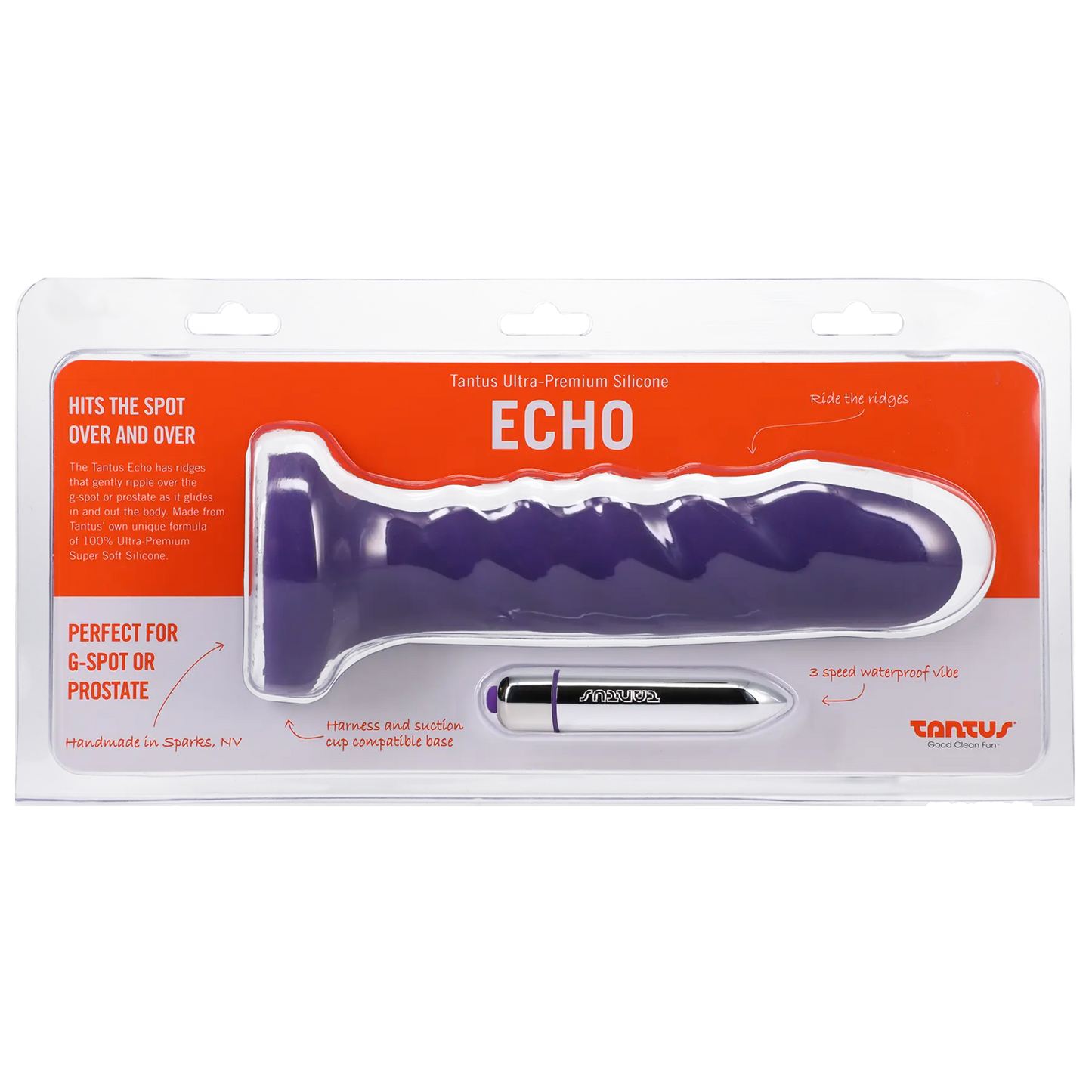 Tantus Silicone Echo Silicone Vibrator Midnight Purple  Dildos