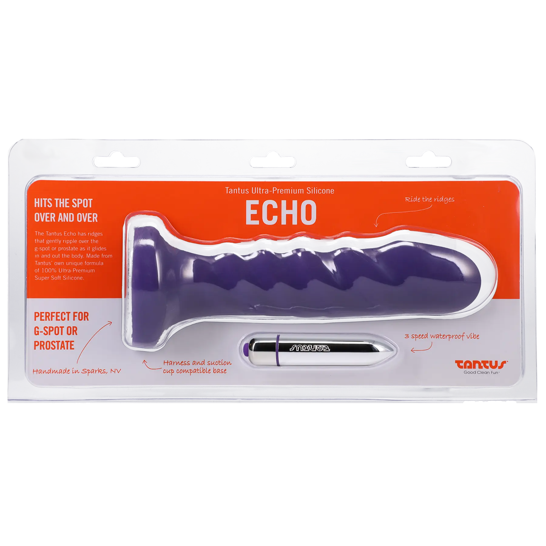 Tantus Silicone Echo Silicone Vibrator Midnight Purple  Dildos