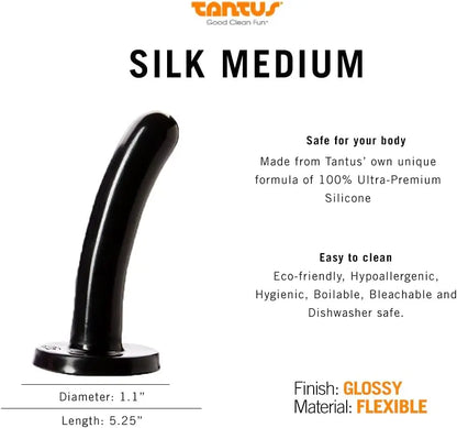 Tantus Silk Medium Beginner Anal Dildo Black  Curved Dildo