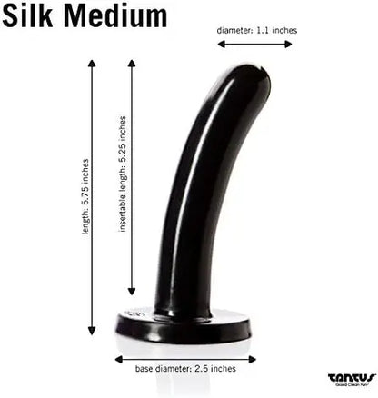Tantus Silk Medium Beginner Anal Dildo Black  Curved Dildo