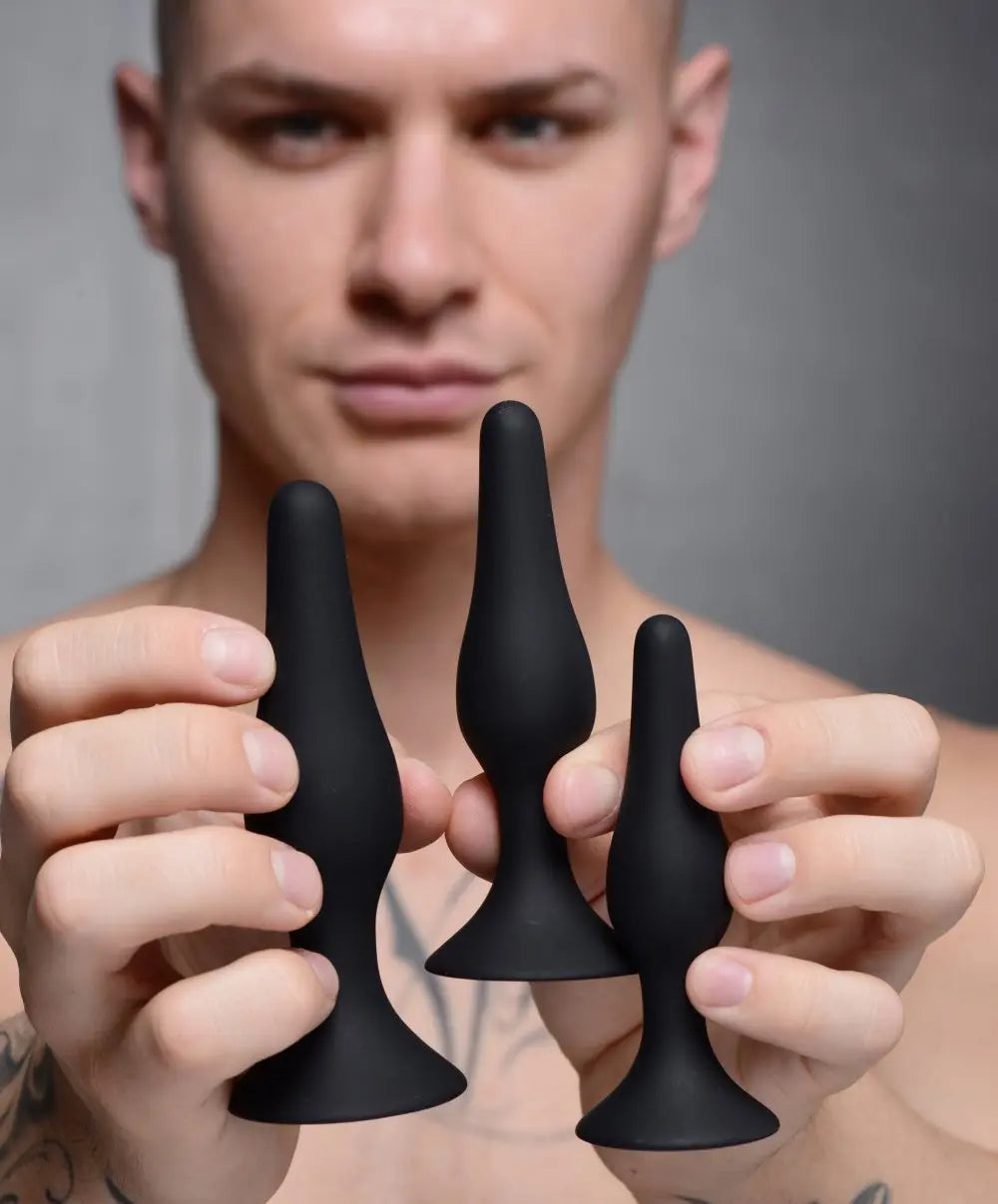 Tapered Silicone Body Safe Anal Trainer Set Butt Plug Sex Toys  Anal