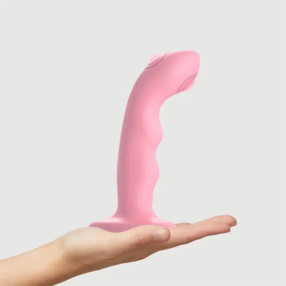 Tapping Dildo Wave Curved Vibrating Dildo – Coral Pink  Curved Dildo