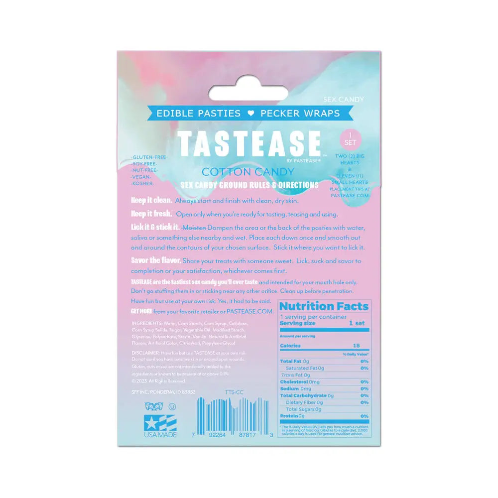 Tastease by Pastease Cotton Candy Edible Pasties & Pecker Wraps  Lingerie - Pasties and Tassels