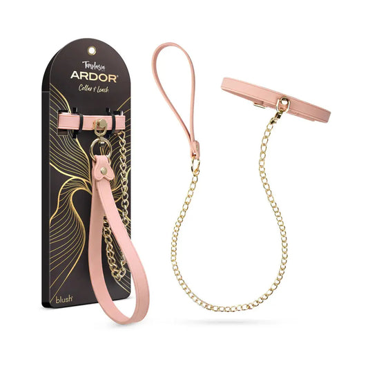 Temptasia Ardor Bondage Collar and Leash - Pink Silicone  Collars and Leads